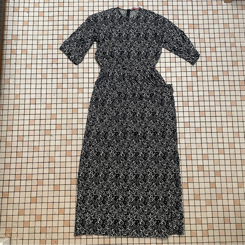 Pashmina Long Maxi Black and White Patterned Dress SZ M
